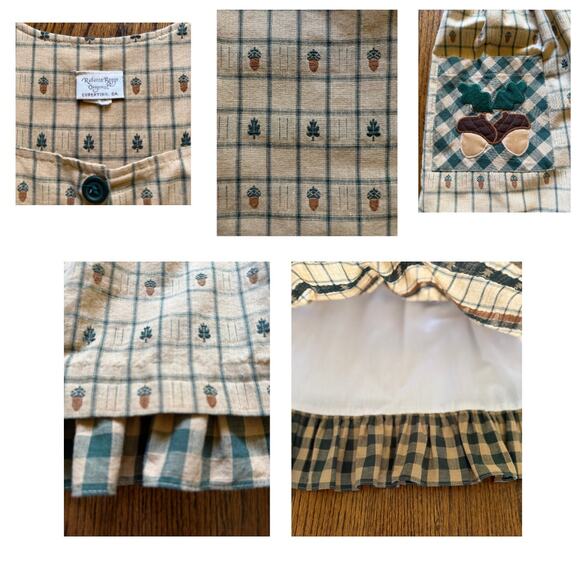 Vintage Girls Pinafore Dress Cottage Homestead Farm Modest Autumn Ruffle Church - Picture 8 of 9